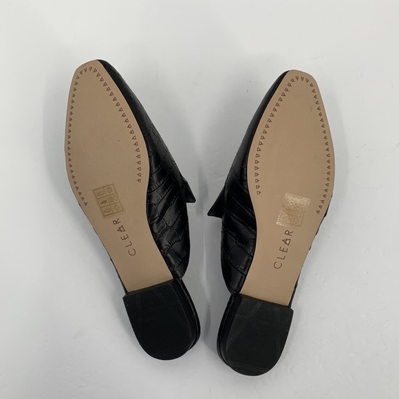 Dolce Vita Clear slide mule loafer shoe black crocodile embossed leather new 7.5 - Picture 6 of 6